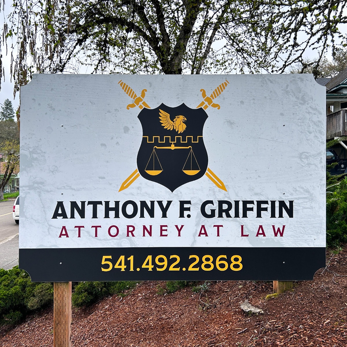 Sign out front of Anthony Griffin - Attorney at Law office.