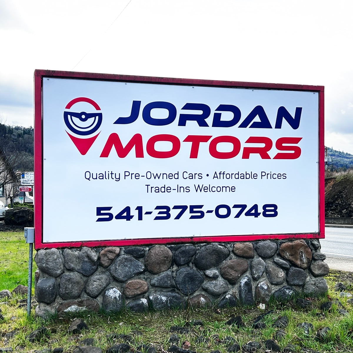 Jordan Motors sign for their car lot.